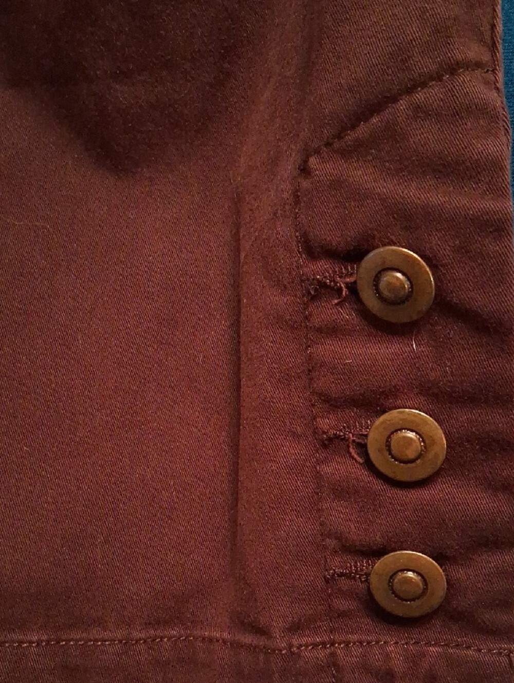 Ruby Rd. Dark Brown Cropped Capris with Button Cuff - Picture 4 of 7